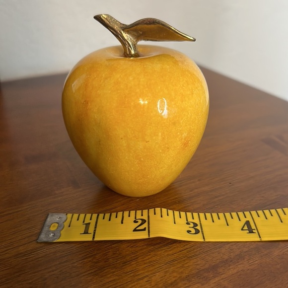 Marble Yellow Apple With Golden Stem Home Decor Paper Weight - Picture 8 of 9